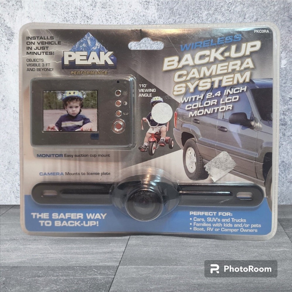 Wireless Vehicle Back Up Camera System 2.4" LCD Color Monitor Night Vision Peak